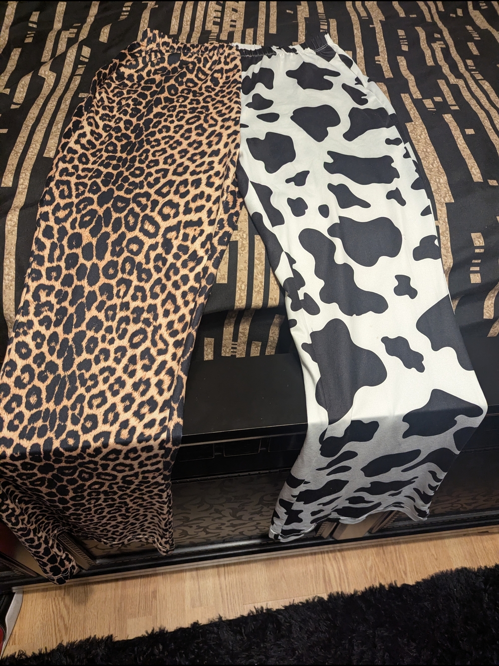 Mix Match Animal Print Pants — Leopard & Cow Patterns